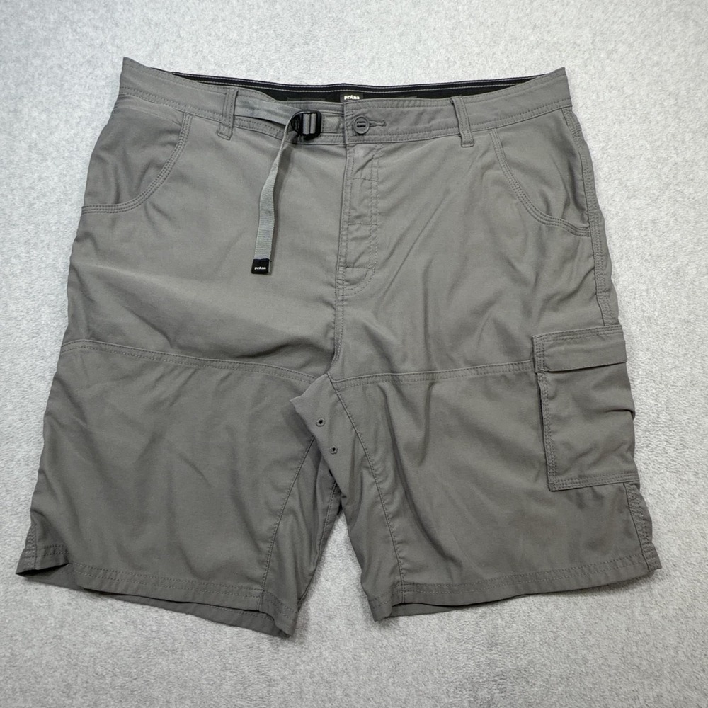PrAna Stretch Zion Shorts II Mens 38 Gray Nylon Stretch Cargo 10 Inch Hiking